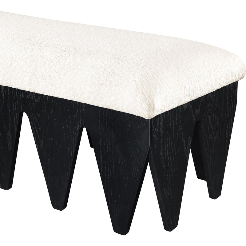 Meridian Altair Cream Velour Fur Fabric Bench IMAGE 5