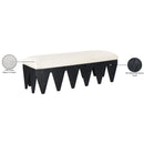 Meridian Altair Cream Velour Fur Fabric Bench IMAGE 8