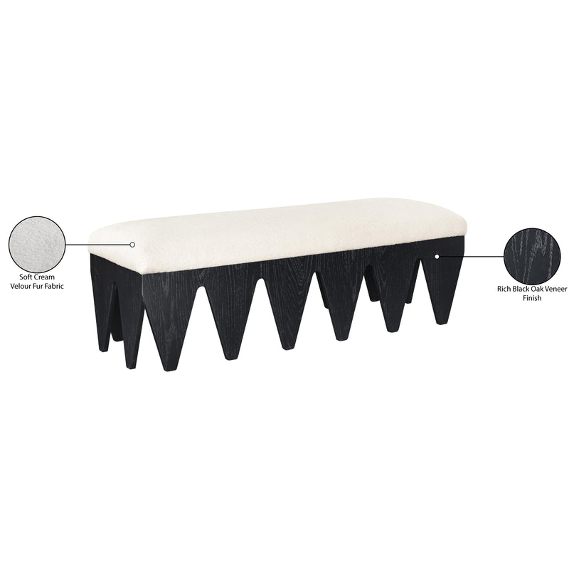 Meridian Altair Cream Velour Fur Fabric Bench IMAGE 8