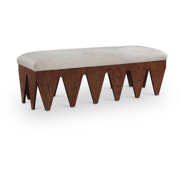 Meridian Altair Beige Velour Fur Fabric Bench IMAGE 1
