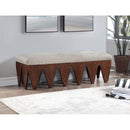 Meridian Altair Beige Velour Fur Fabric Bench IMAGE 2