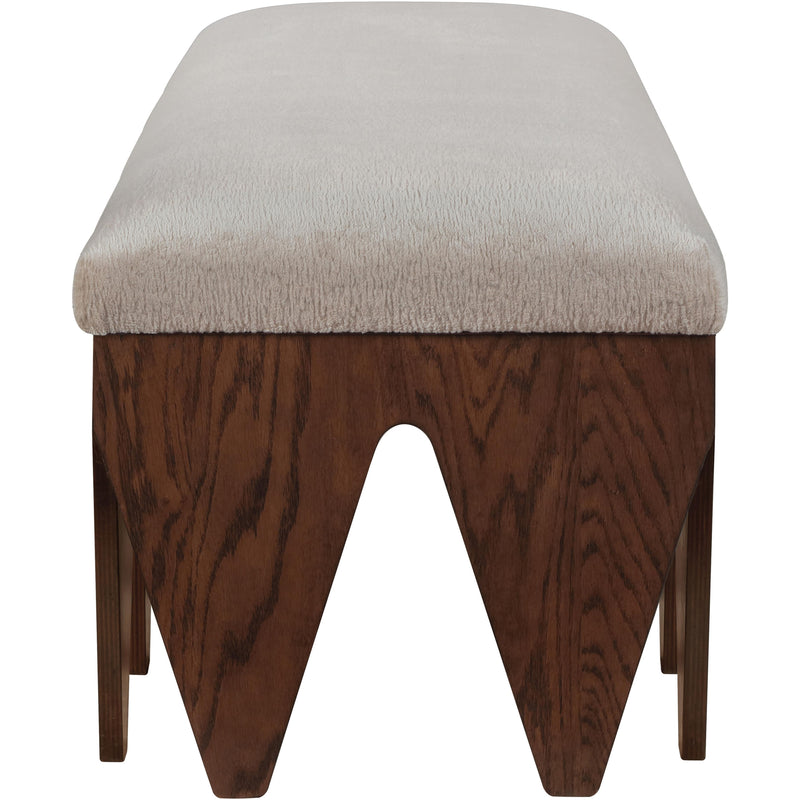 Meridian Altair Beige Velour Fur Fabric Bench IMAGE 4