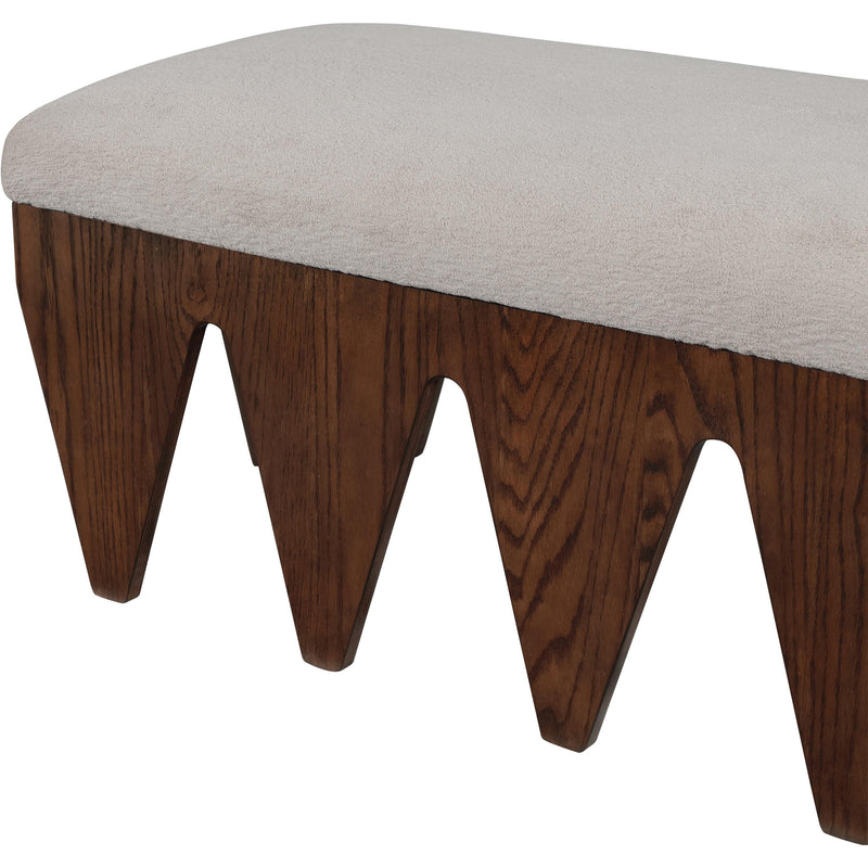 Meridian Altair Beige Velour Fur Fabric Bench IMAGE 6