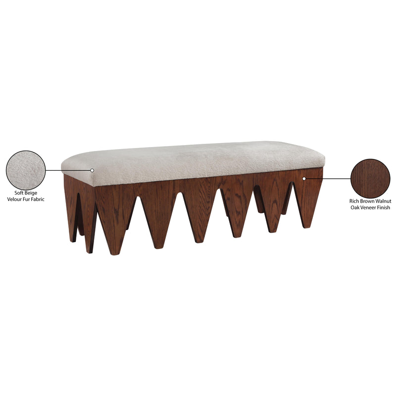 Meridian Altair Beige Velour Fur Fabric Bench IMAGE 8