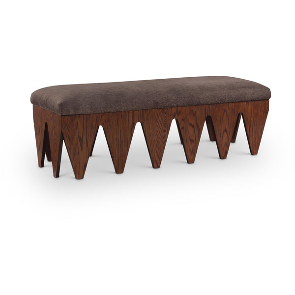 Meridian Altair Brown Velour Fur Fabric Bench IMAGE 1