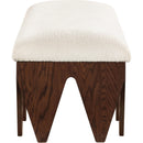 Meridian Altair Cream Velour Fur Fabric Bench IMAGE 4
