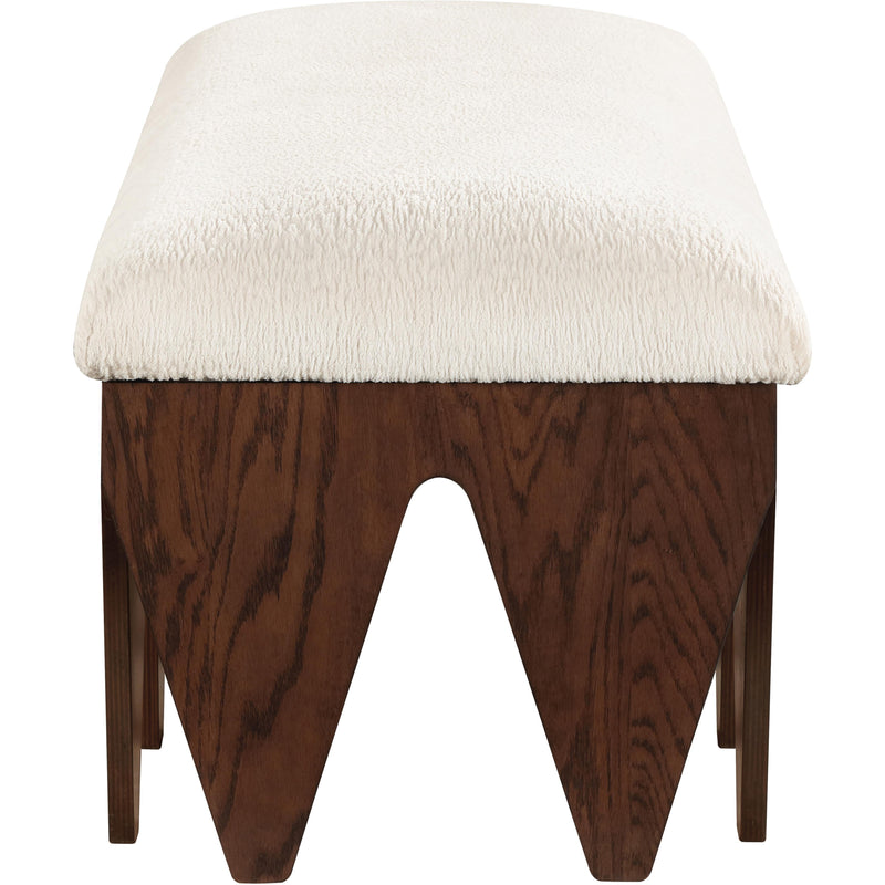 Meridian Altair Cream Velour Fur Fabric Bench IMAGE 4