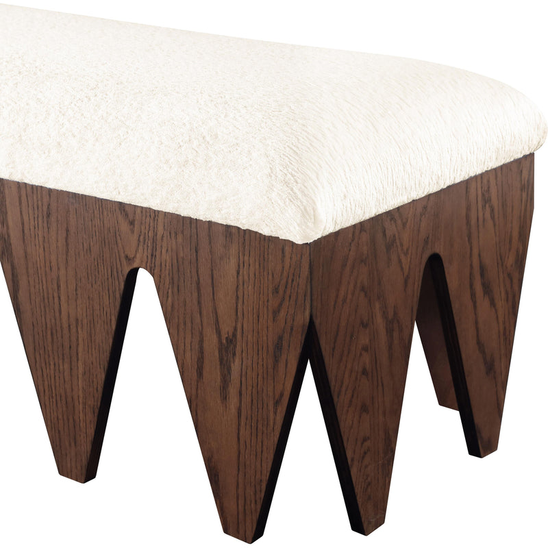 Meridian Altair Cream Velour Fur Fabric Bench IMAGE 5