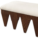 Meridian Altair Cream Velour Fur Fabric Bench IMAGE 6