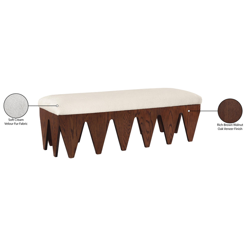 Meridian Altair Cream Velour Fur Fabric Bench IMAGE 8