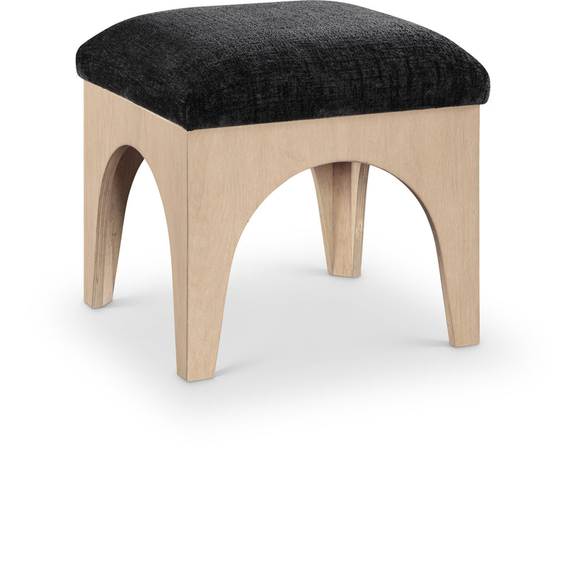 Meridian Lawson Black Chenille Fabric Ottoman IMAGE 1