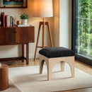 Meridian Lawson Black Chenille Fabric Ottoman IMAGE 2