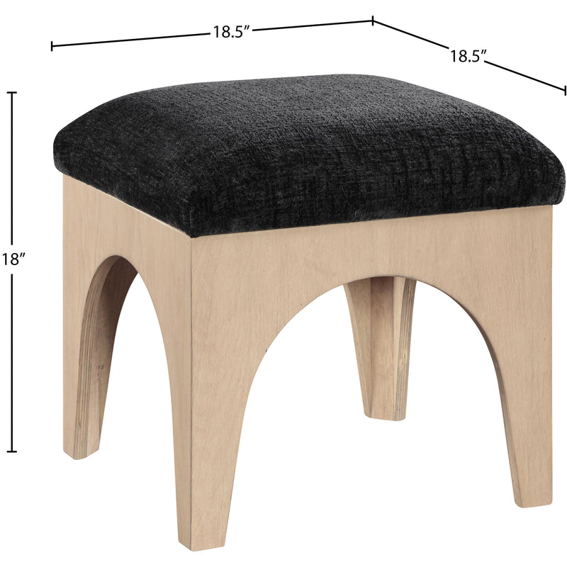 Meridian Lawson Black Chenille Fabric Ottoman IMAGE 6