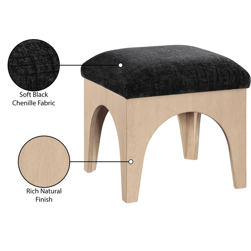 Meridian Lawson Black Chenille Fabric Ottoman IMAGE 7