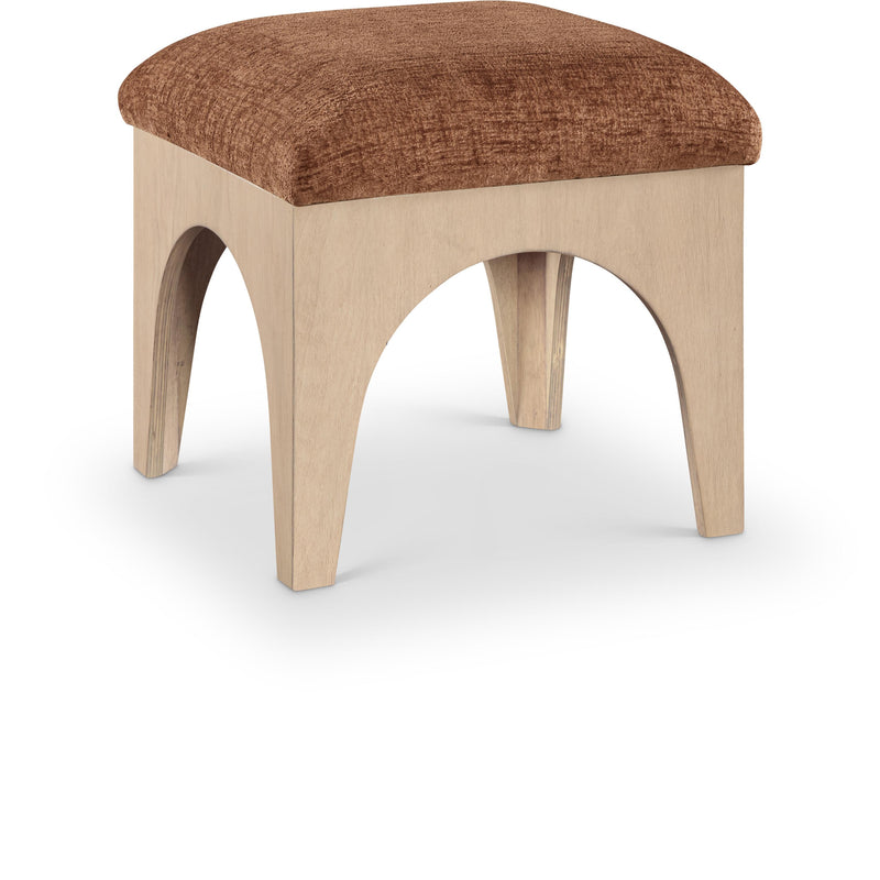 Meridian Lawson Cognac Chenille Fabric Ottoman IMAGE 1