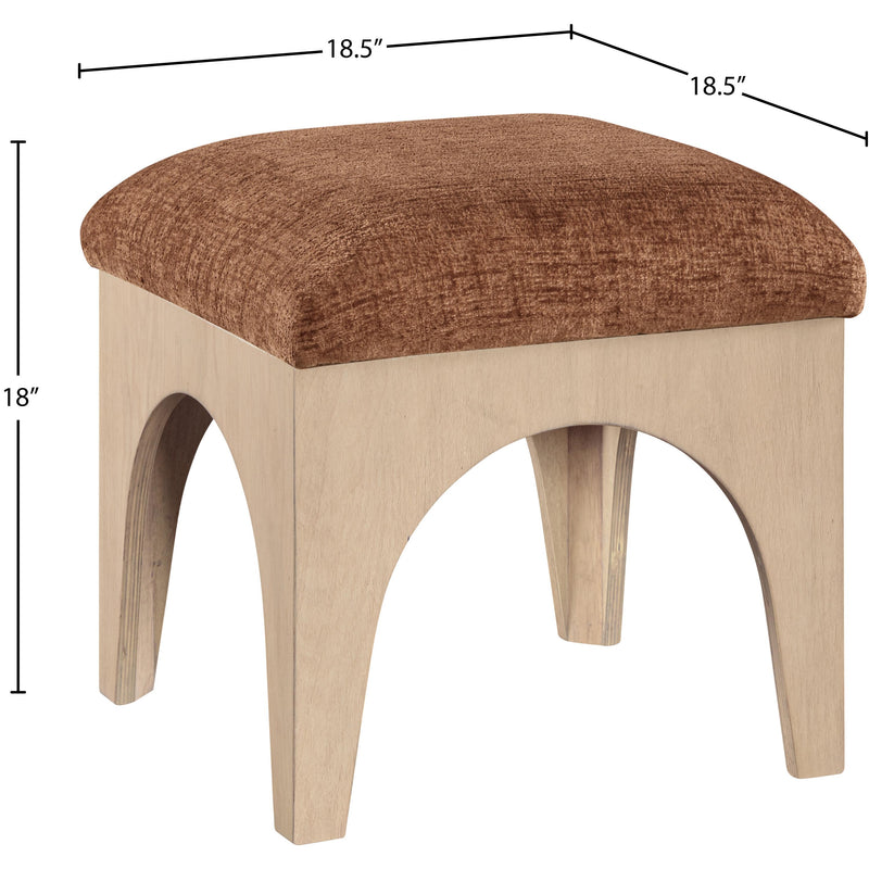 Meridian Lawson Cognac Chenille Fabric Ottoman IMAGE 6