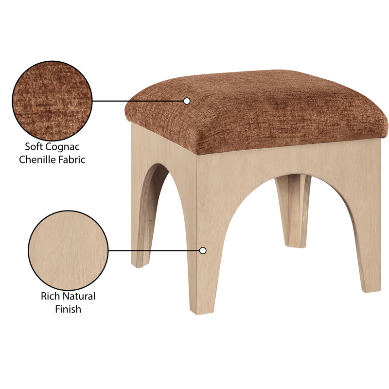 Meridian Lawson Cognac Chenille Fabric Ottoman IMAGE 7