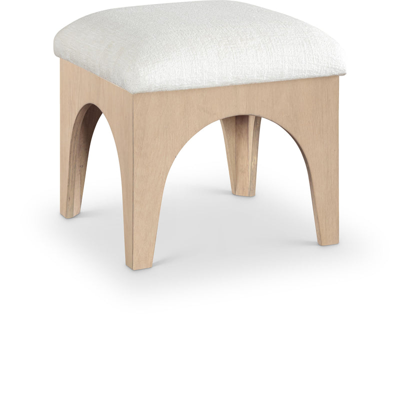 Meridian Lawson Cream Chenille Fabric Ottoman IMAGE 1