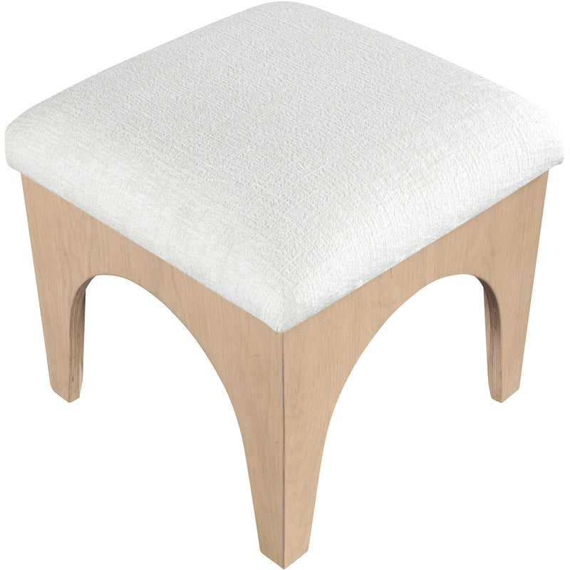 Meridian Lawson Cream Chenille Fabric Ottoman IMAGE 4