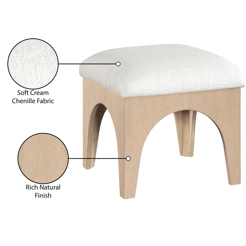 Meridian Lawson Cream Chenille Fabric Ottoman IMAGE 7