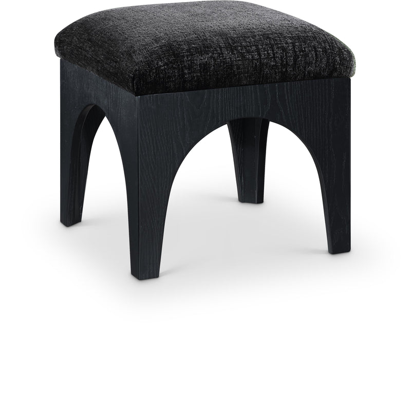 Meridian Lawson Black Chenille Fabric Ottoman IMAGE 1