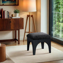 Meridian Lawson Black Chenille Fabric Ottoman IMAGE 2