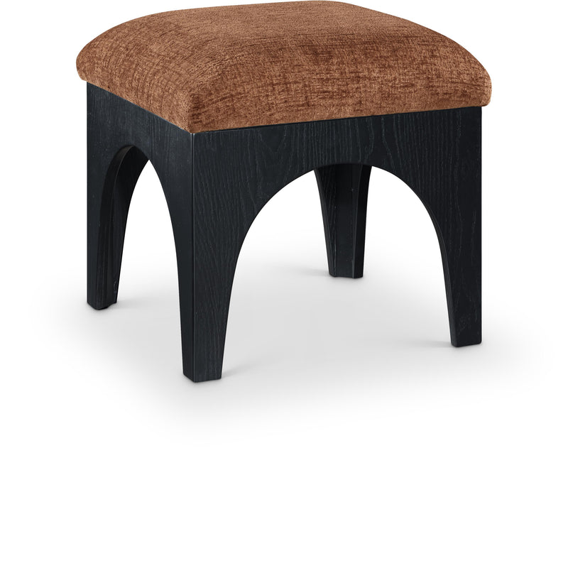 Meridian Lawson Cognac Chenille Fabric Ottoman IMAGE 1