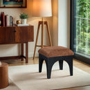 Meridian Lawson Cognac Chenille Fabric Ottoman IMAGE 2