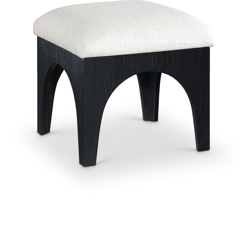 Meridian Lawson Cream Chenille Fabric Ottoman IMAGE 1