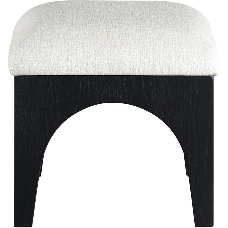 Meridian Lawson Cream Chenille Fabric Ottoman IMAGE 3