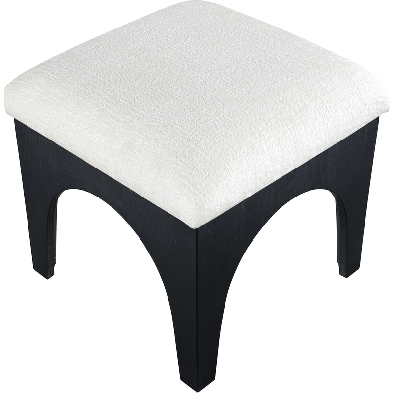 Meridian Lawson Cream Chenille Fabric Ottoman IMAGE 4