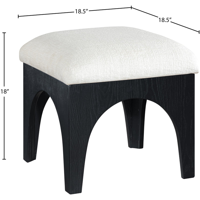 Meridian Lawson Cream Chenille Fabric Ottoman IMAGE 6
