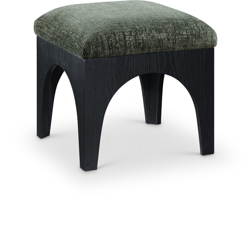 Meridian Lawson Green Chenille Fabric Ottoman IMAGE 1