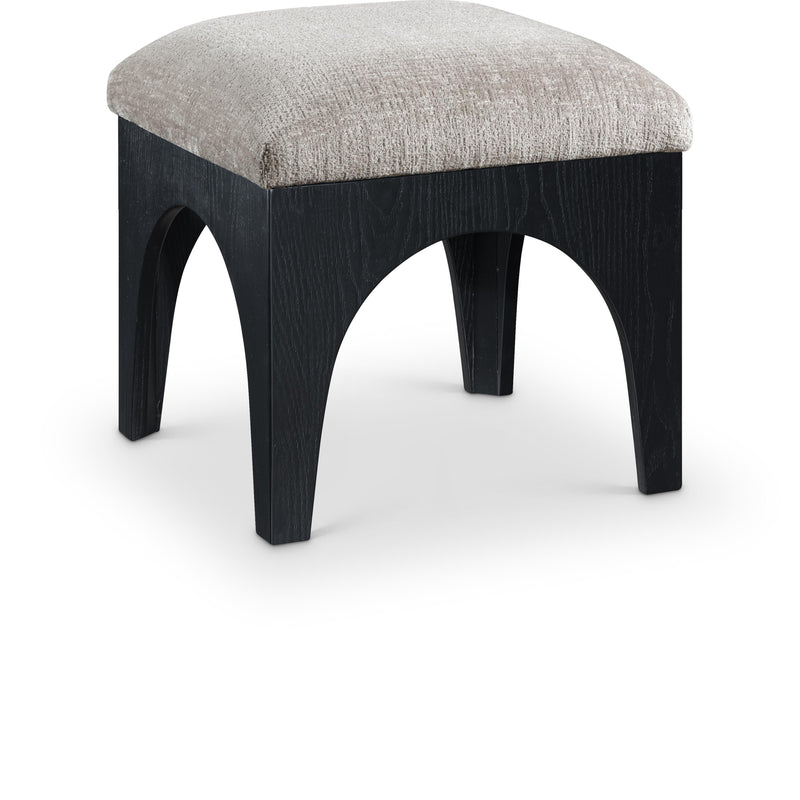 Meridian Lawson Grey Chenille Fabric Ottoman IMAGE 1