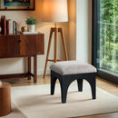 Meridian Lawson Grey Chenille Fabric Ottoman IMAGE 2