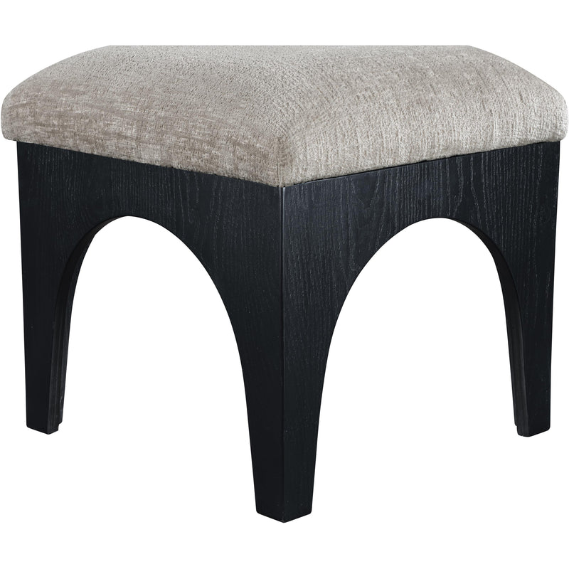 Meridian Lawson Grey Chenille Fabric Ottoman IMAGE 5