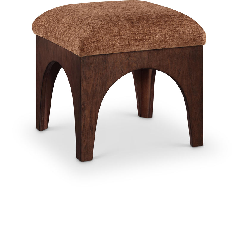 Meridian Lawson Cognac Chenille Fabric Ottoman IMAGE 1
