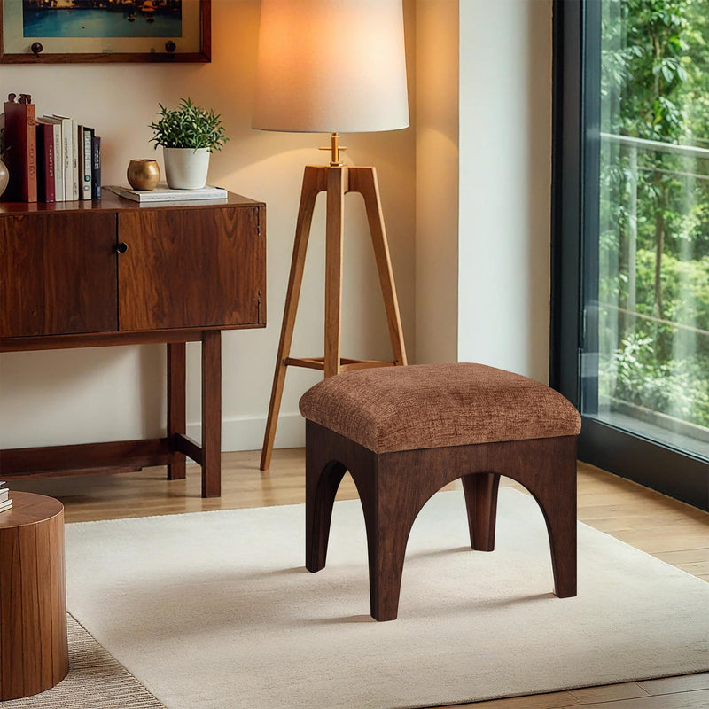Meridian Lawson Cognac Chenille Fabric Ottoman IMAGE 2