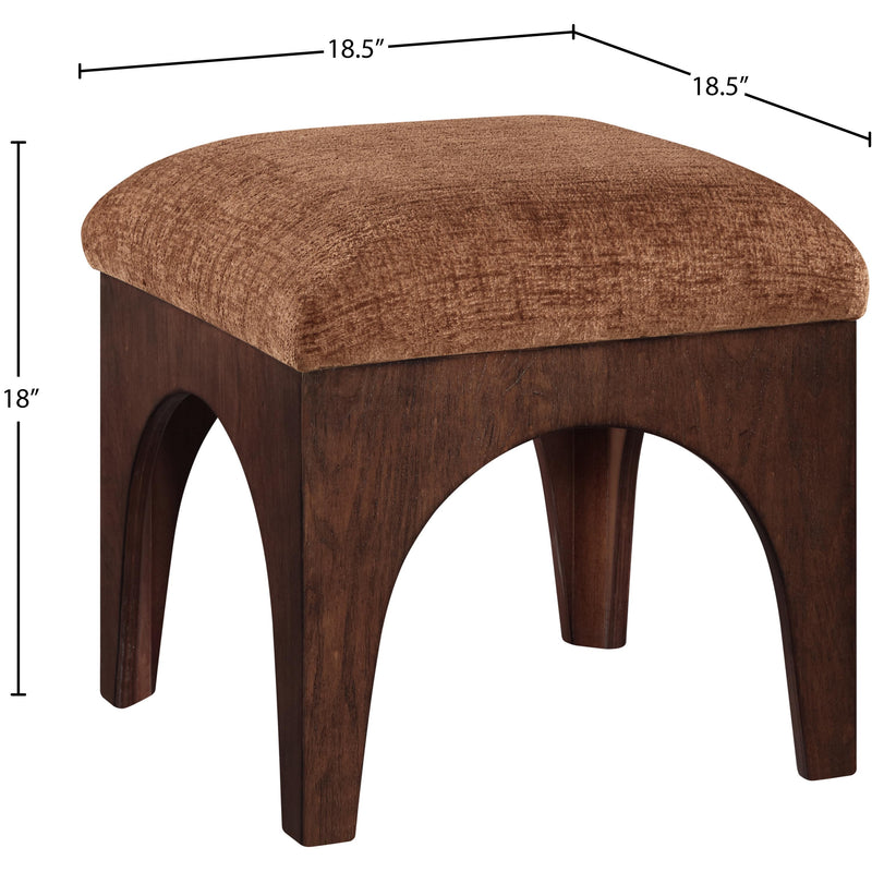Meridian Lawson Cognac Chenille Fabric Ottoman IMAGE 6
