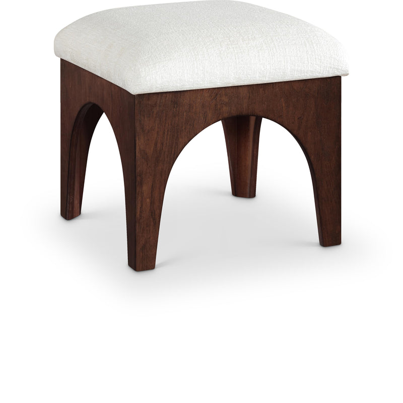 Meridian Lawson Cream Chenille Fabric Ottoman IMAGE 1