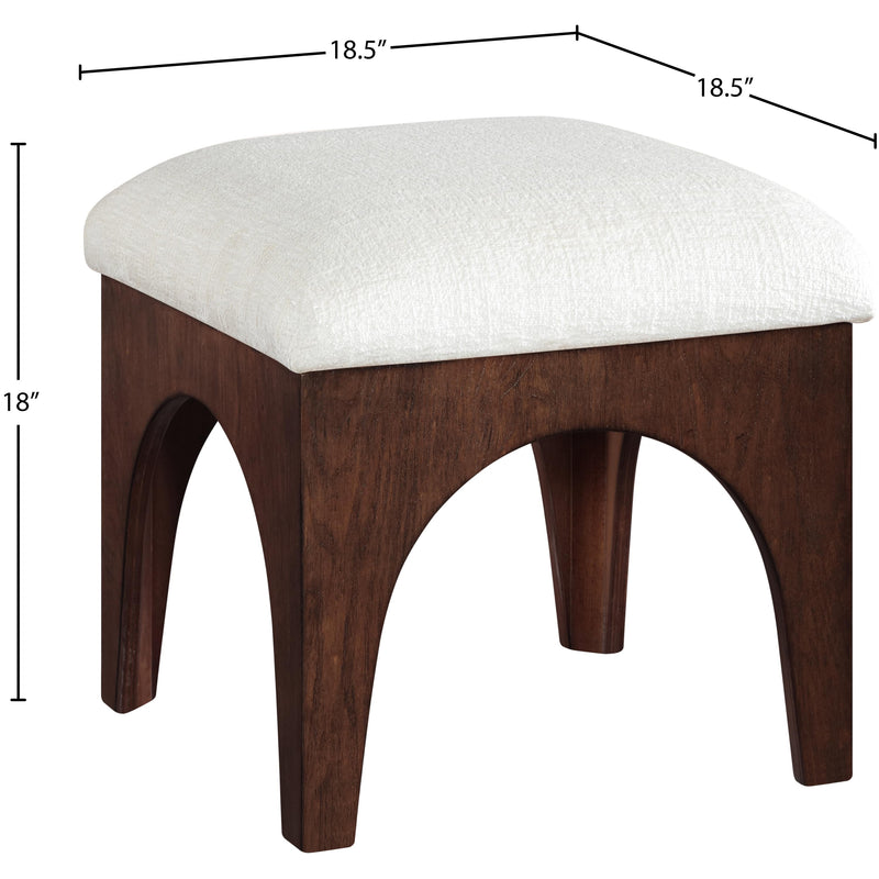 Meridian Lawson Cream Chenille Fabric Ottoman IMAGE 6