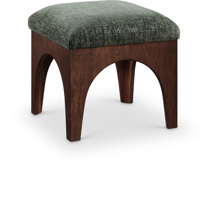 Meridian Lawson Green Chenille Fabric Ottoman IMAGE 1