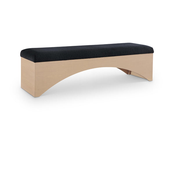 Meridian Lawson Black Velour Fur Fabric Bench IMAGE 1