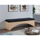 Meridian Lawson Black Velour Fur Fabric Bench IMAGE 2