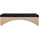 Meridian Lawson Black Velour Fur Fabric Bench IMAGE 3