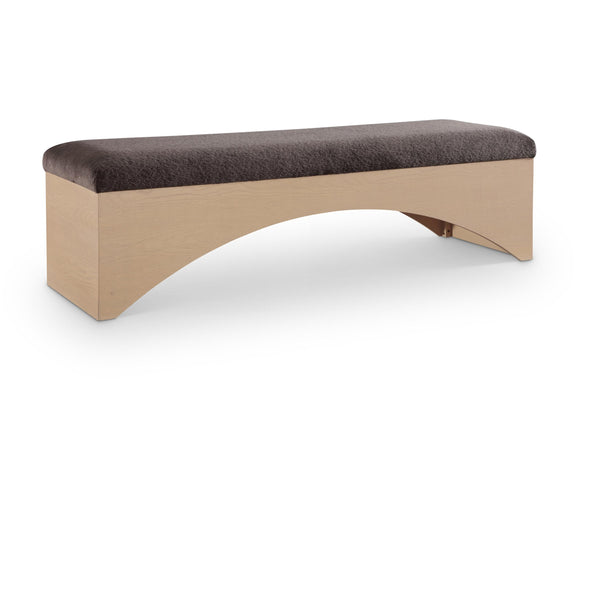 Meridian Lawson Brown Velour Fur Fabric Bench IMAGE 1