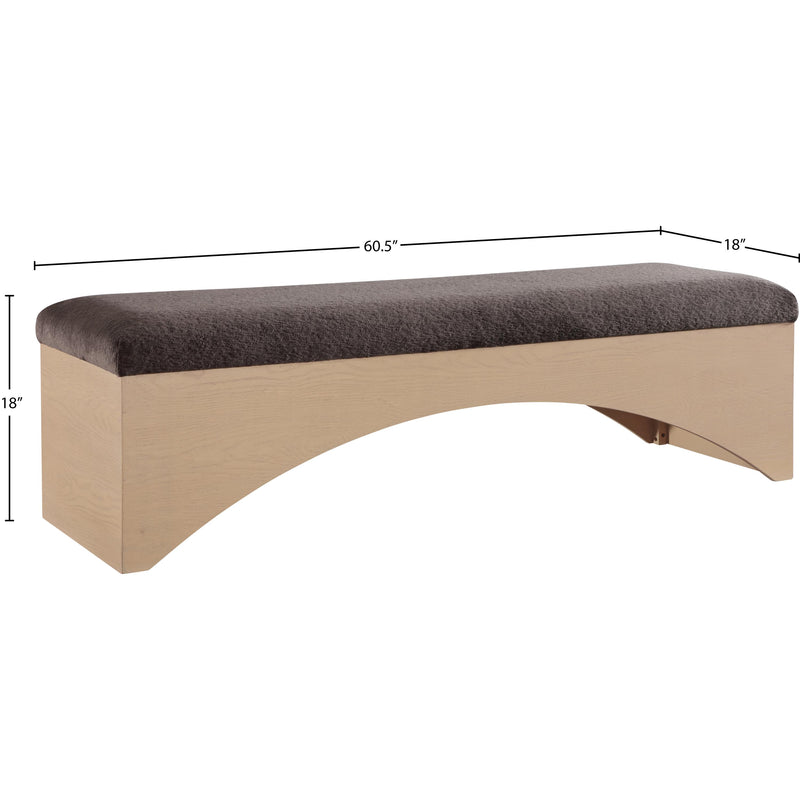 Meridian Lawson Brown Velour Fur Fabric Bench IMAGE 7