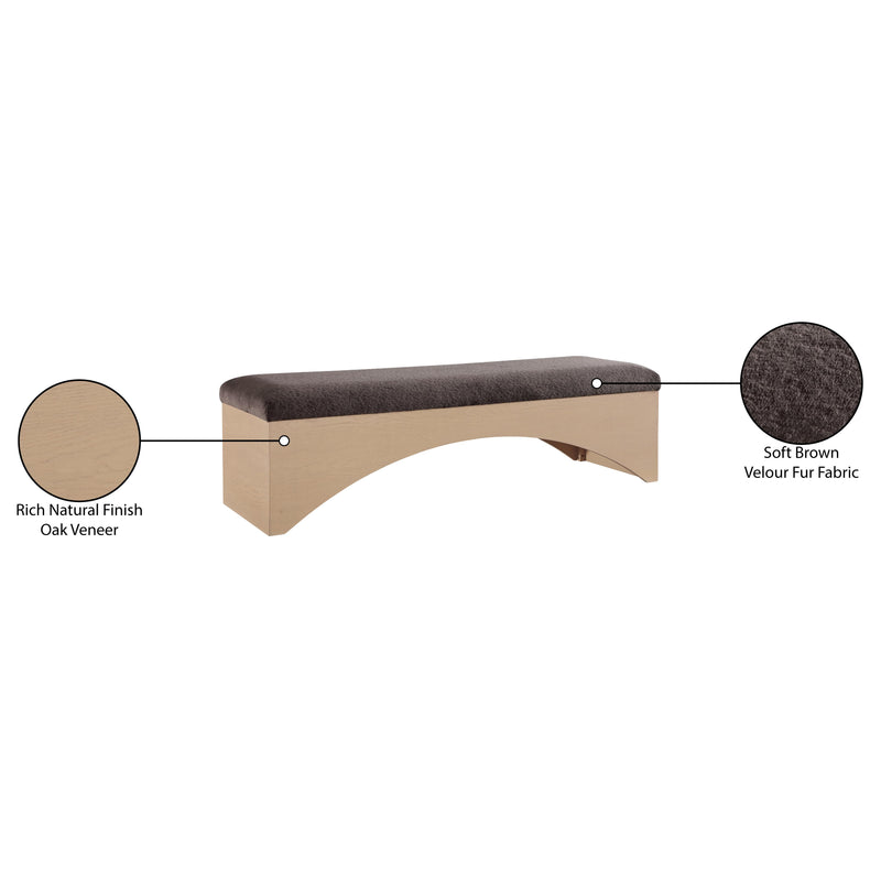 Meridian Lawson Brown Velour Fur Fabric Bench IMAGE 8
