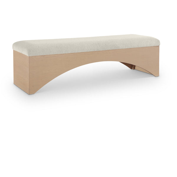 Meridian Lawson Cream Velour Fur Fabric Bench IMAGE 1