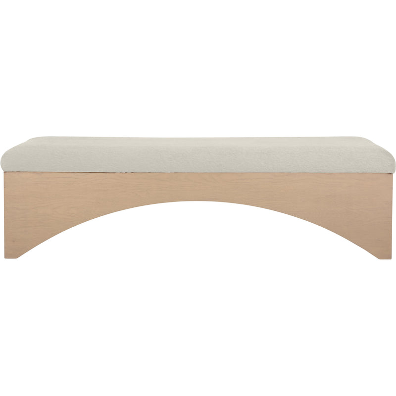 Meridian Lawson Cream Velour Fur Fabric Bench IMAGE 3